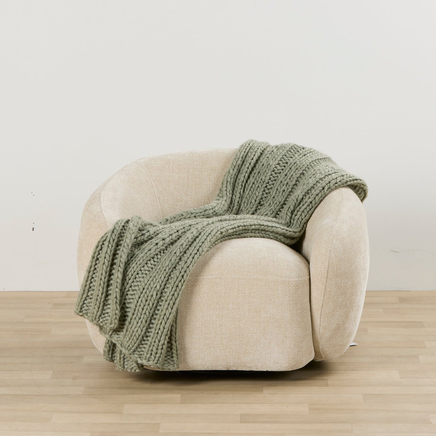 Plaid en grosse maille - Sauge