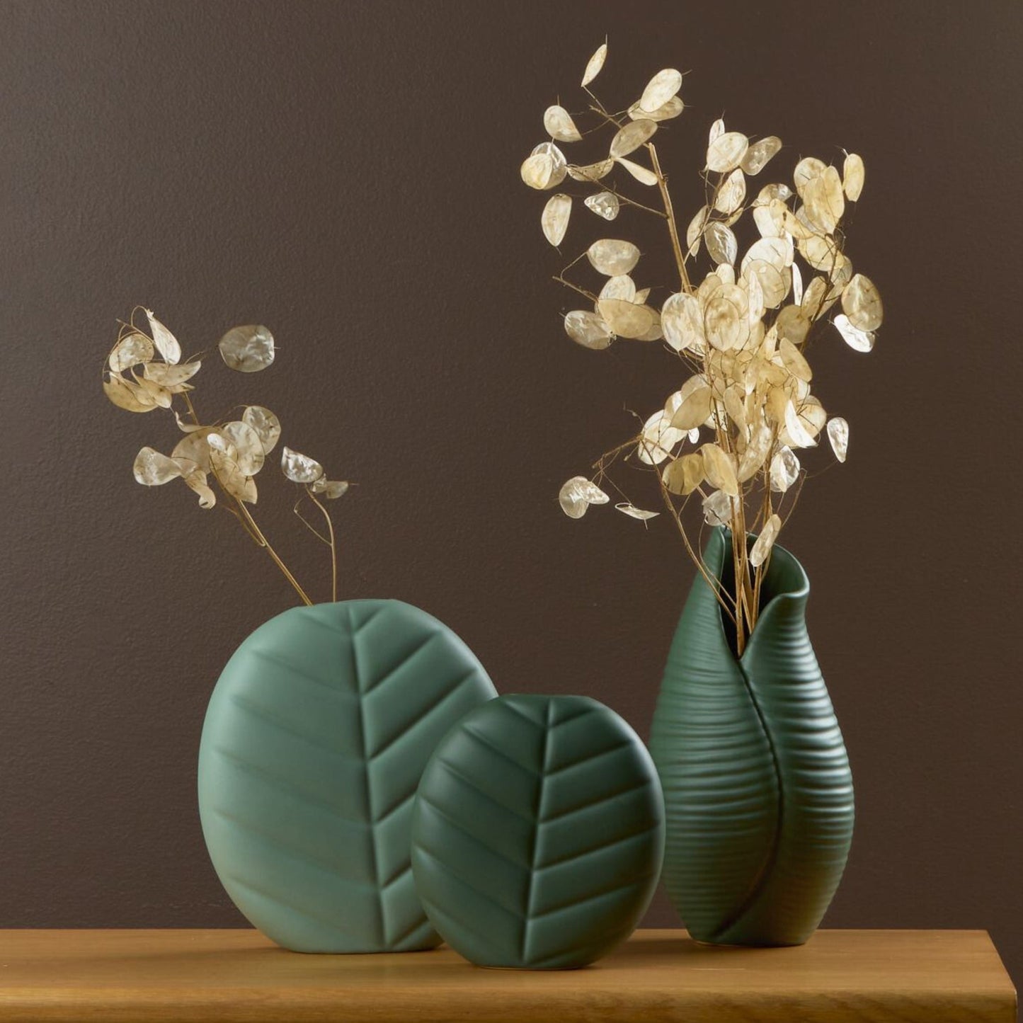 Vase à feuilles larges - Petit - Vert foncé