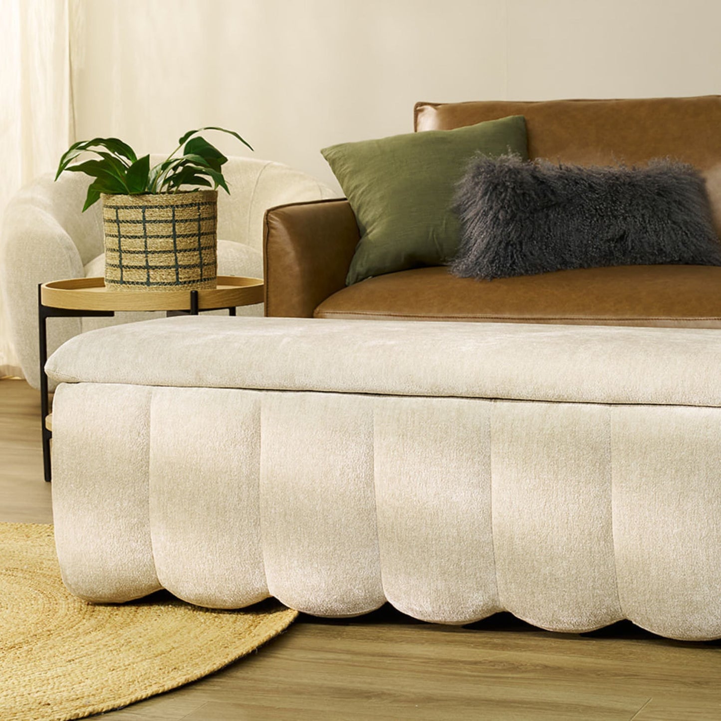 Pouf de rangement Trento - Naturel