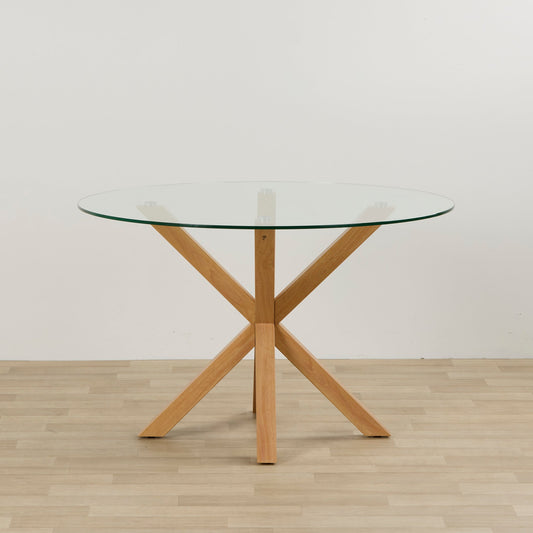 Table de salle à manger ronde Gladstone - Feuille de chêne/Verre