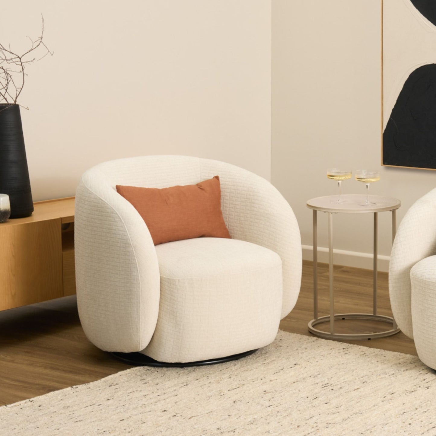 Fauteuil pivotant Marana - Crème