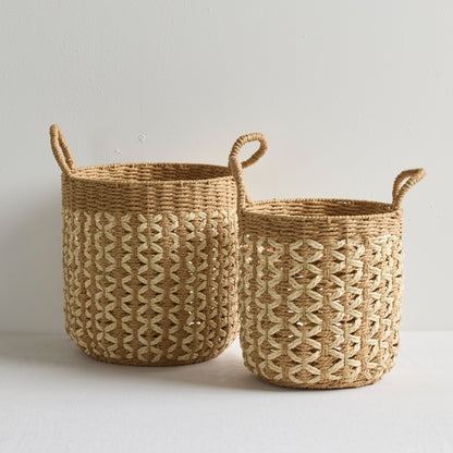 Panier Tino - Moyen - Naturel/Blanc