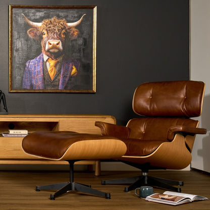 Ensemble fauteuil et repose-pieds Eames (réplique) - Selle/Chêne